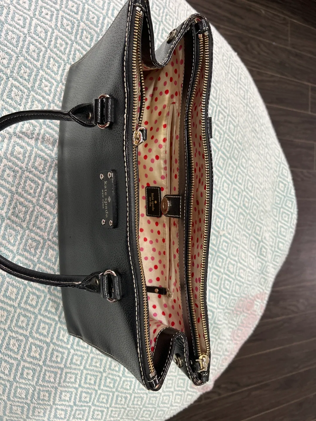 Kate Spade Black Leather Satchel image indicator(6)
