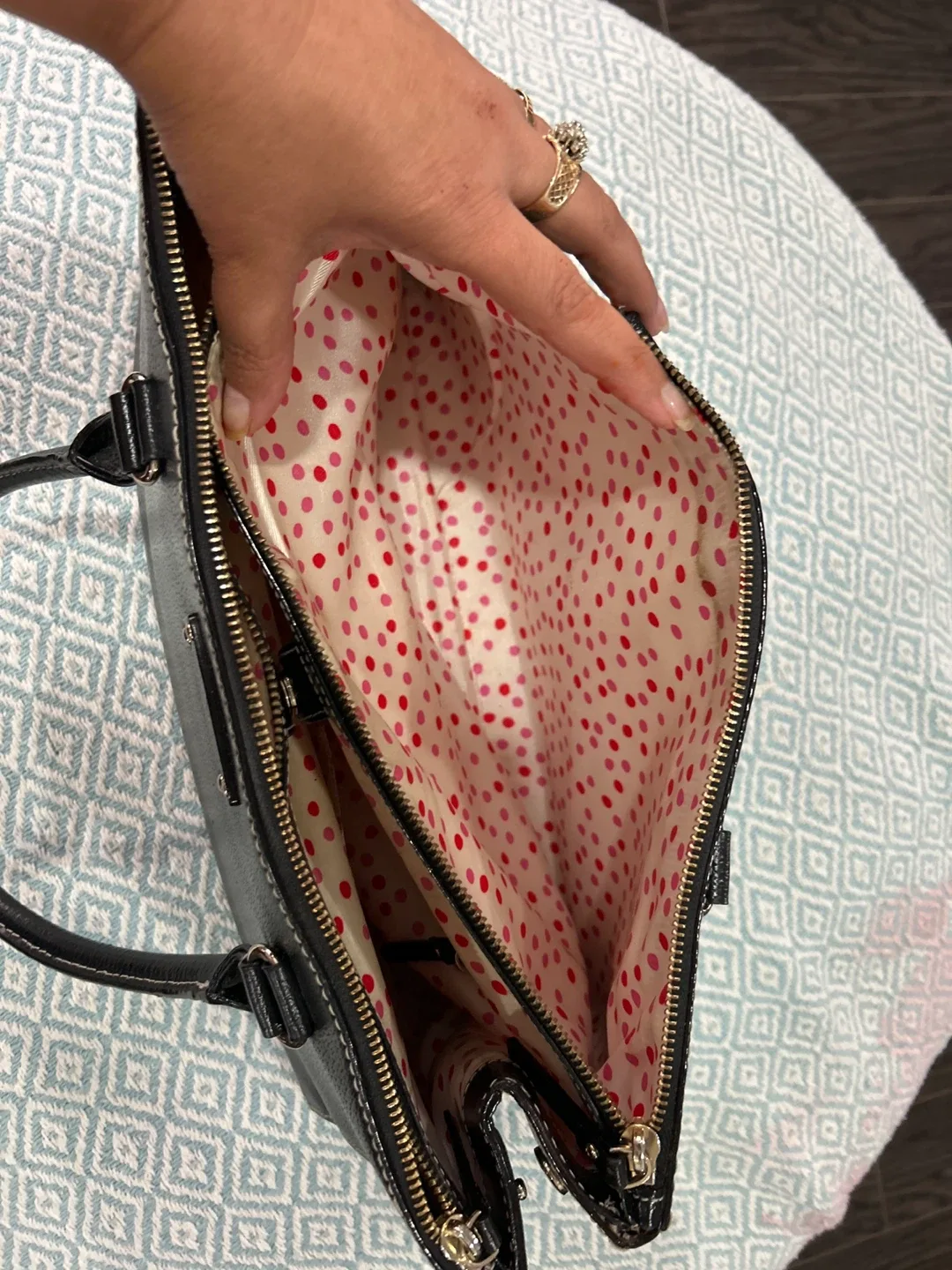 Kate Spade Black Leather Satchel image indicator(3)