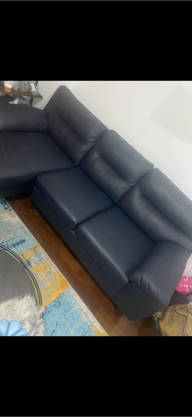 Blue Leather Sectional Sofa - photo 2