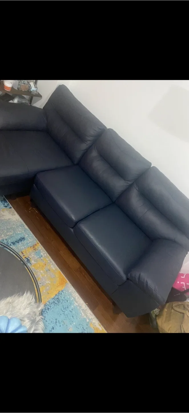 Blue Leather Sectional Sofa image indicator(2)