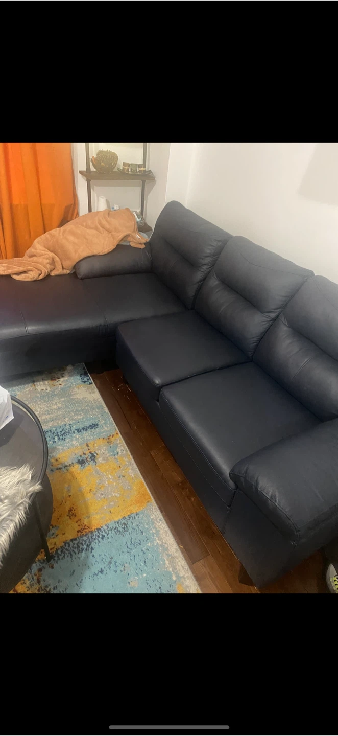 Blue Leather Sectional Sofa