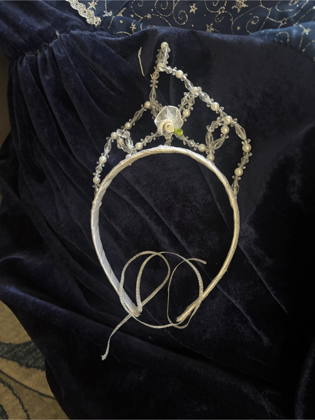 Blue Velvet Princess Dress with Crown - photo 2