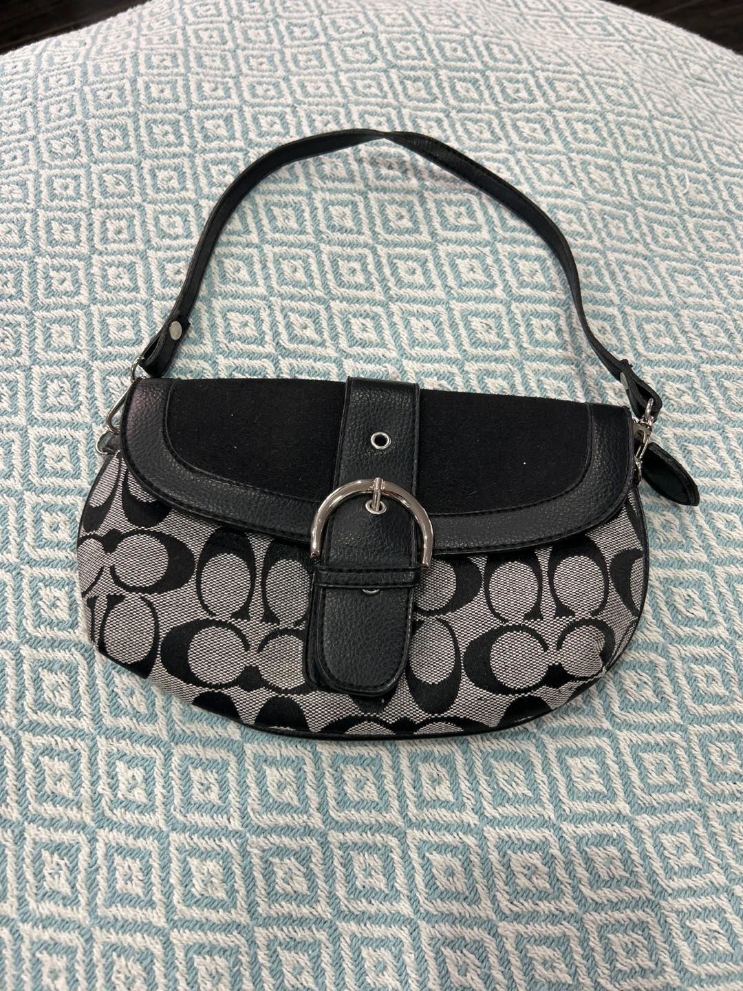 Coach Black & Grey Signature Canvas Handbag