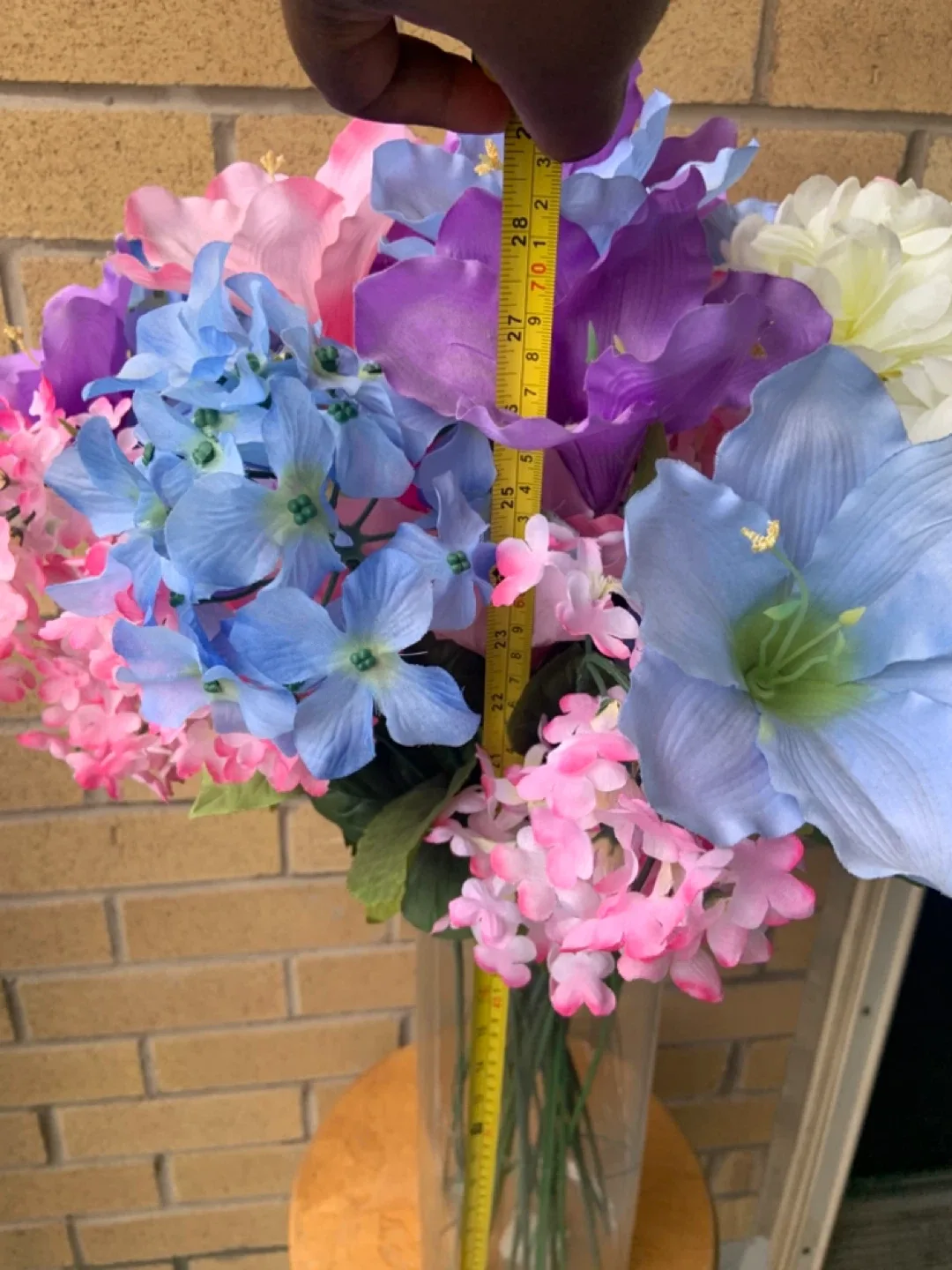 Beautiful Large Artificial Flower Arrangement in tall glass Vase image indicator(6)