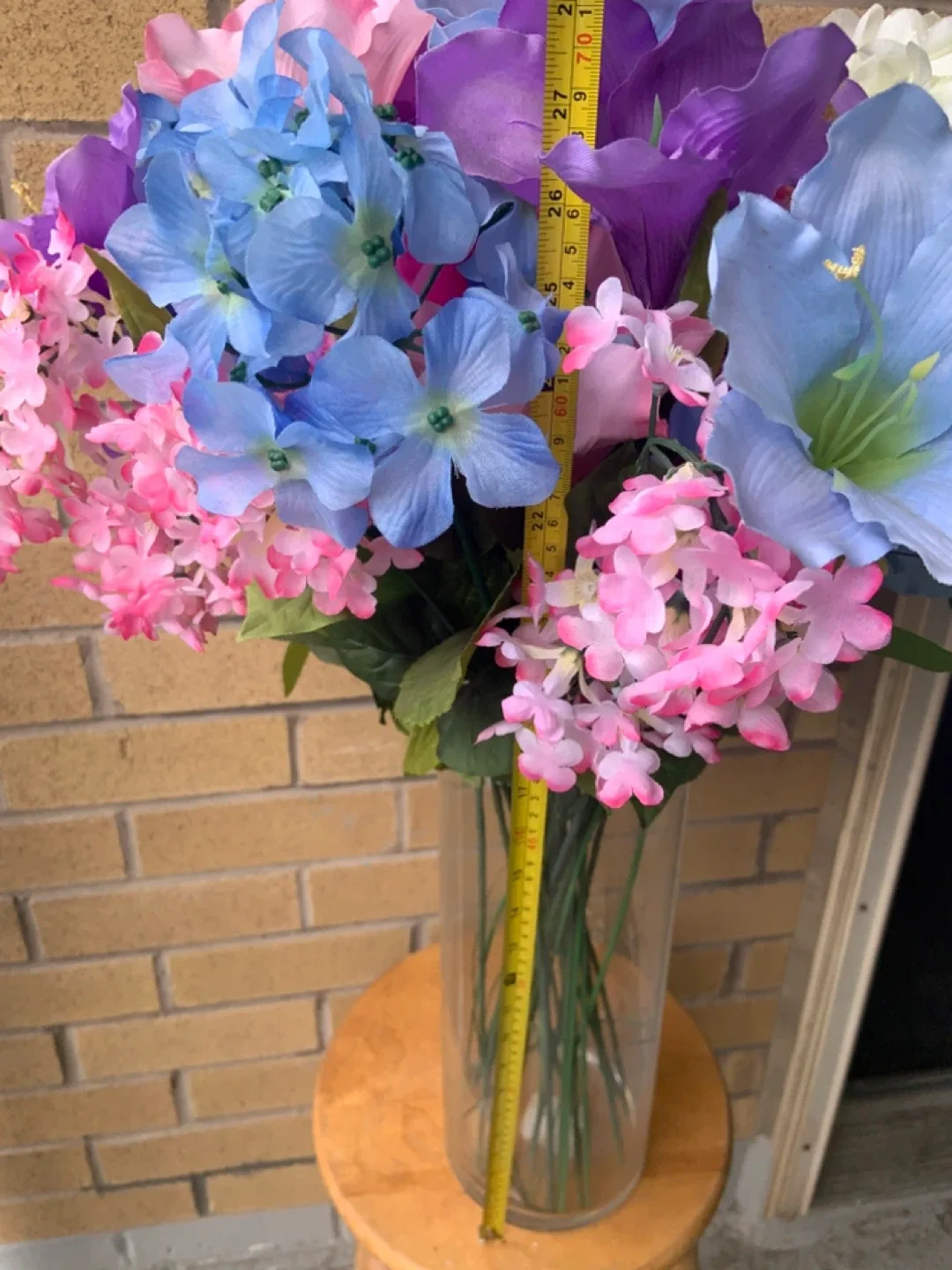 Beautiful Large Artificial Flower Arrangement in tall glass Vase image indicator(7)