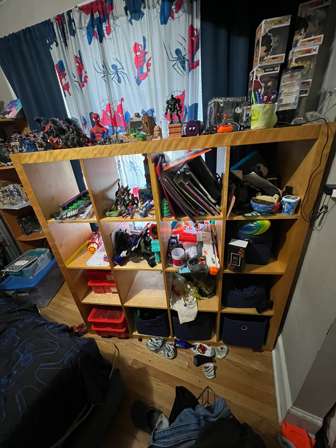 Brown cube book shelf