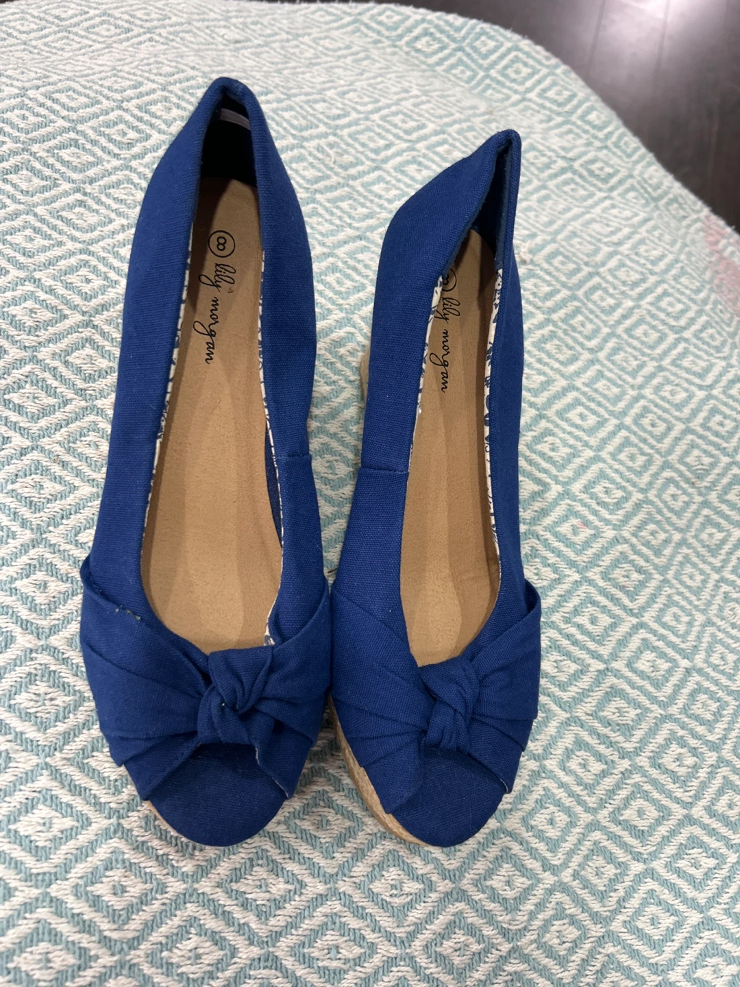 Lilly Morgan Blue Wedge Shoes - Size 8