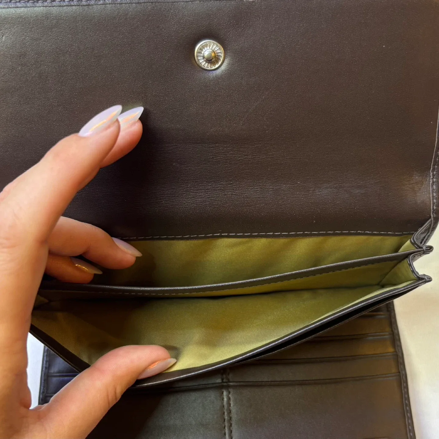 Coach Signature C Wallet Trifold Brown Tan Canvas Logo Print image indicator(6)