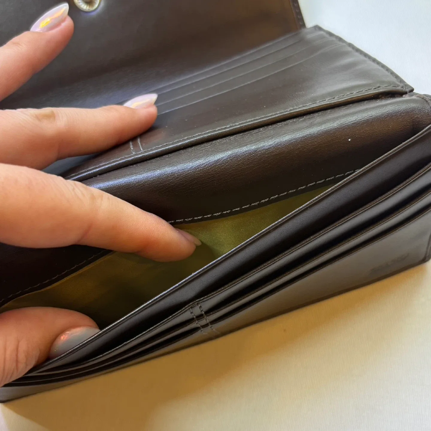 Coach Signature C Wallet Trifold Brown Tan Canvas Logo Print image indicator(7)