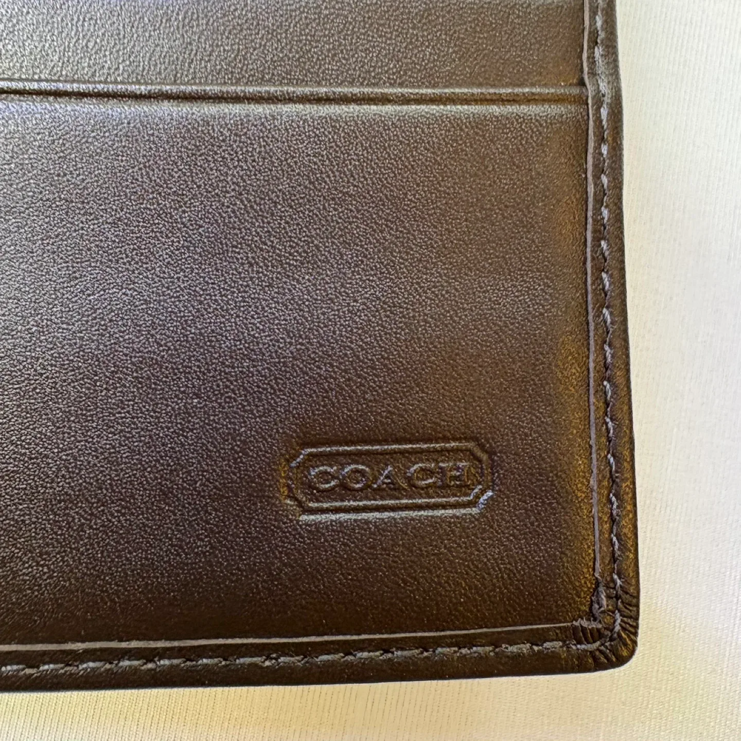 Coach Signature C Wallet Trifold Brown Tan Canvas Logo Print image indicator(5)