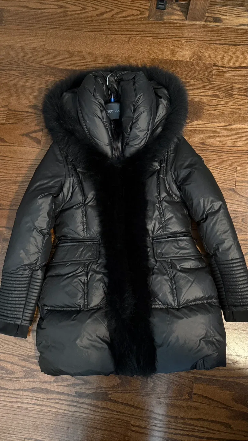 Rudsak Black Down Parka with Fur Trim thumbnail