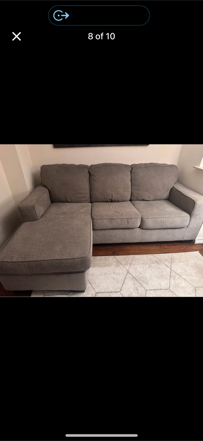 Sectional couch with chair and ottomans
