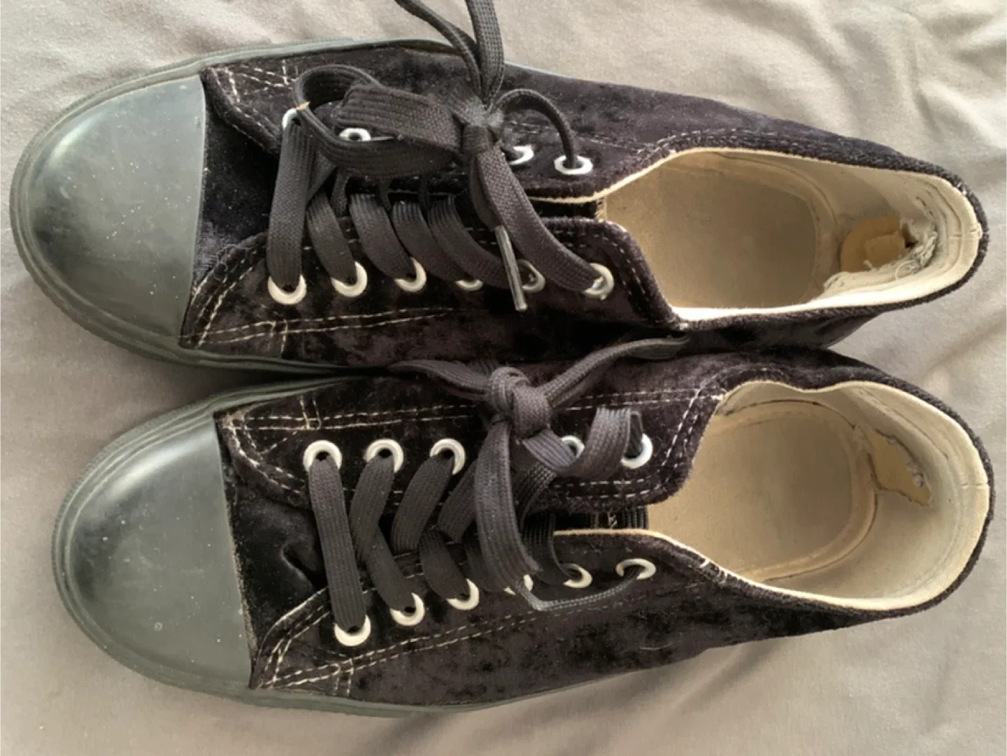 Black Velvet Sneakers, Size 7