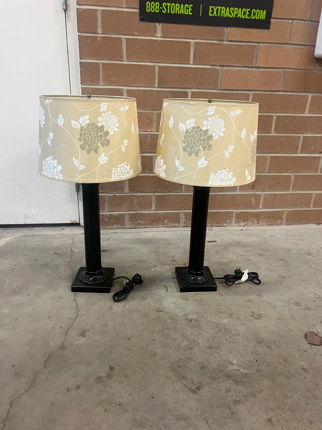 Pair of Floral Patterned Table Lamps