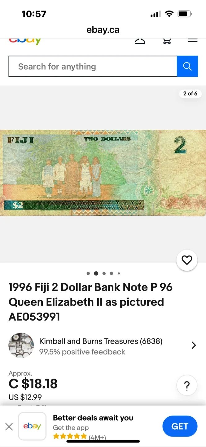 Fiji 2 Dollar Bank Note P 96 Queen Elizabeth II image indicator(3)