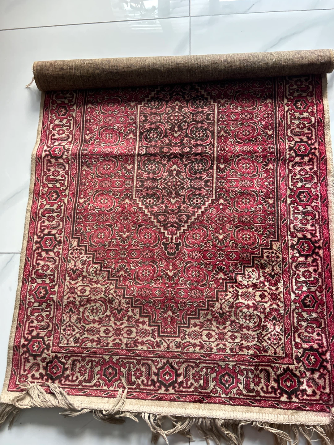 Red Patterned  Bidgar Accent thick weaving Area Rug