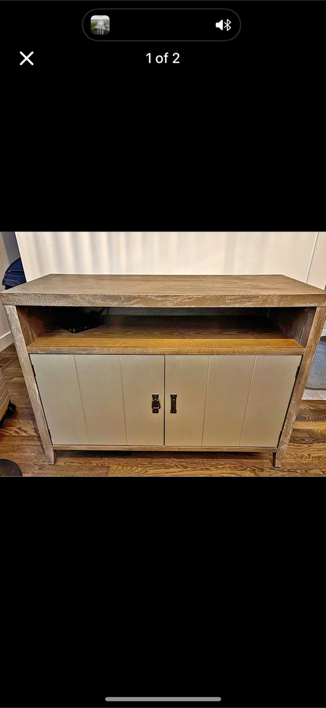 Wood tv stand metal cabinets. Garage pick up