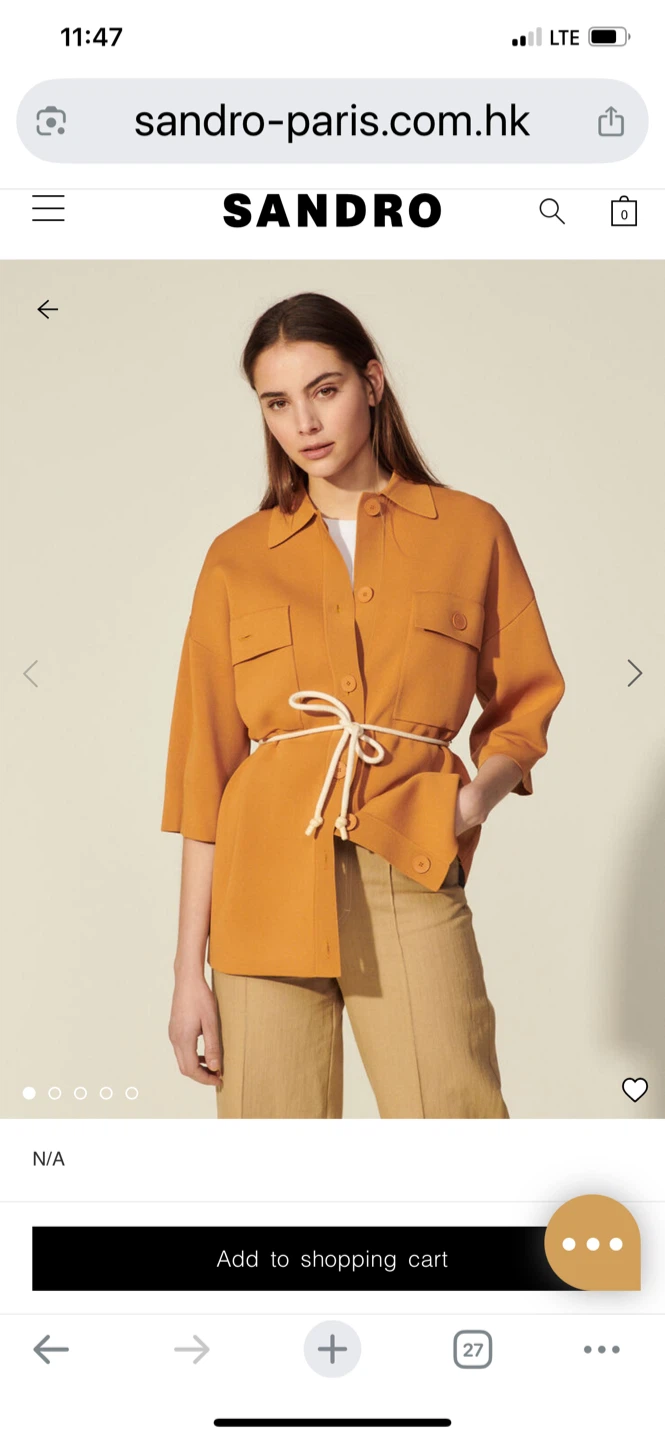 Sandro Paris oversized over shirt style coating an