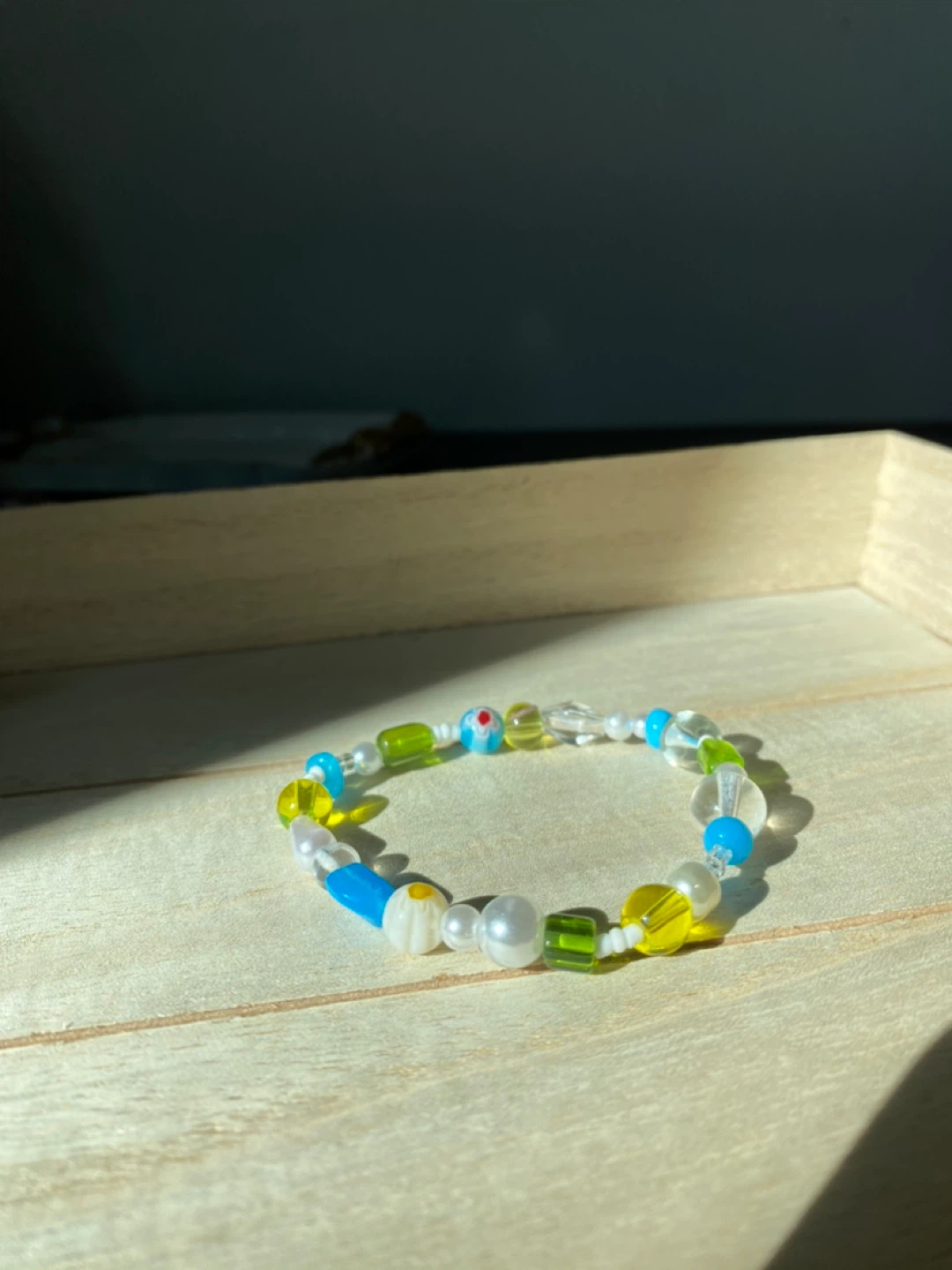 Beaded Bracelet - Blue, Green, Yellow