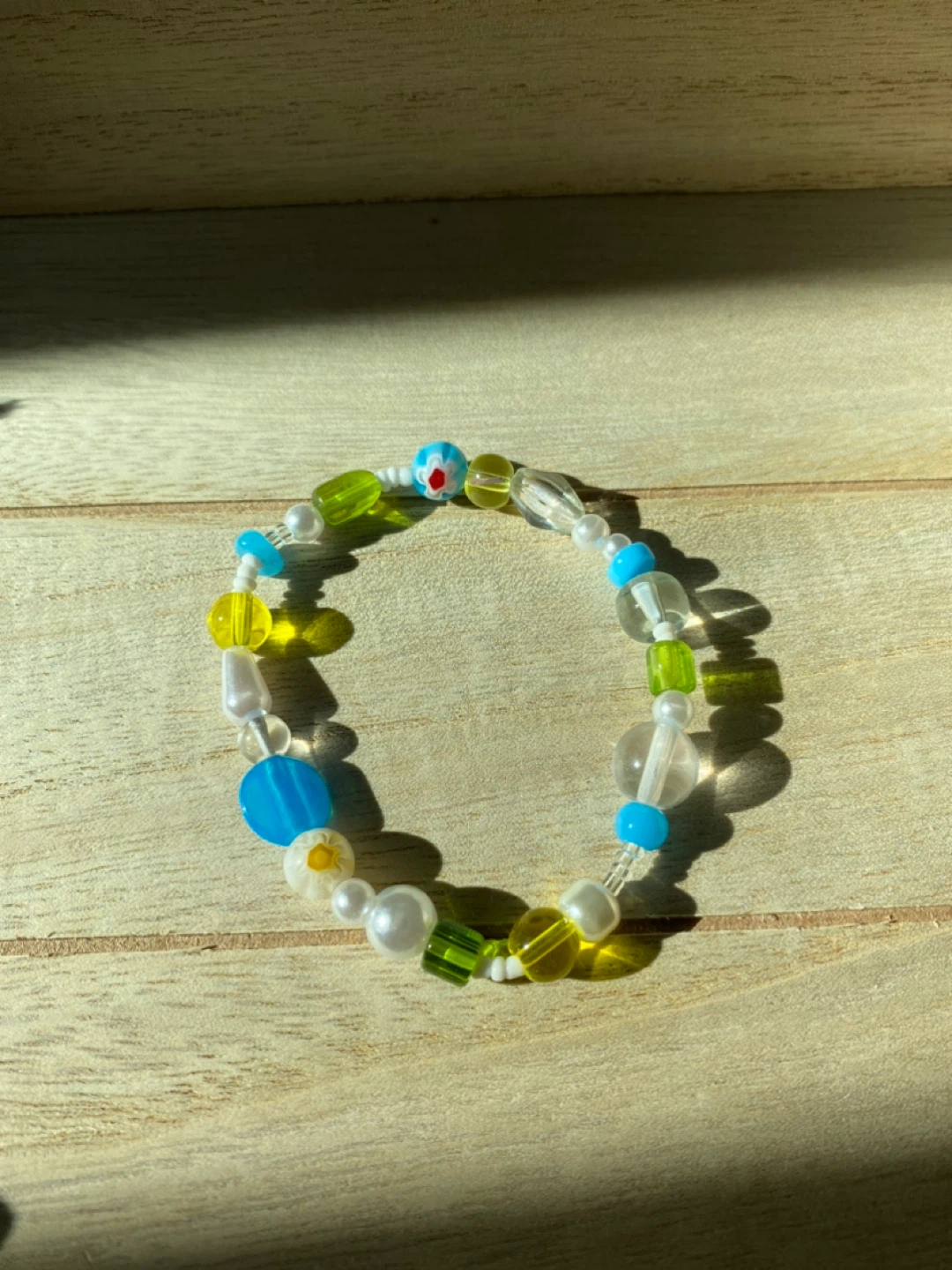 Beaded Bracelet - Blue, Green, Yellow - photo 3