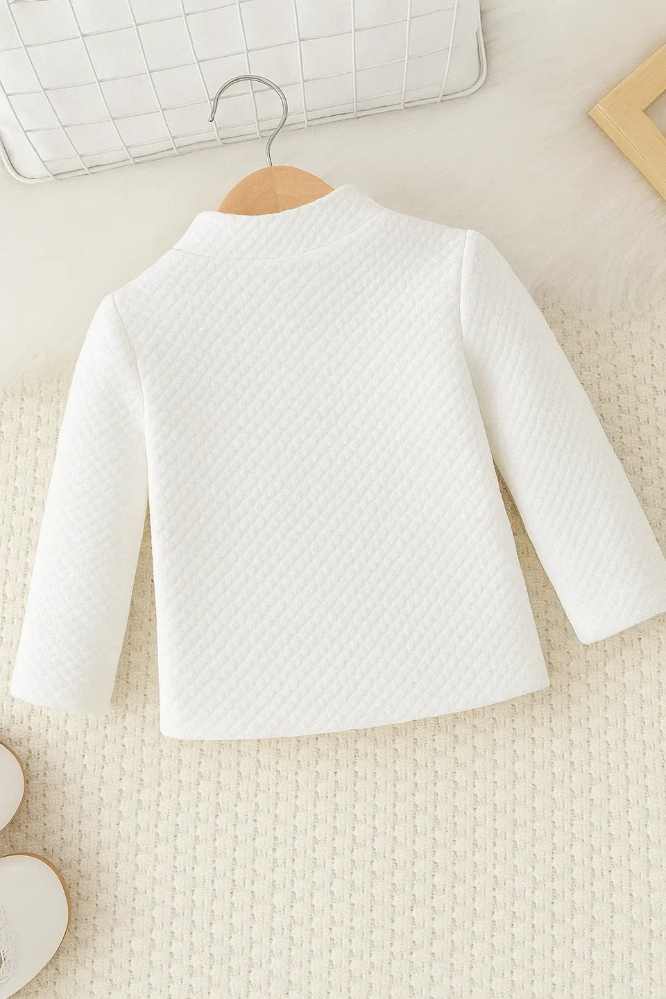 NEW White Button-Down Baby Jacket 3-6 months + FREE denim dress image indicator(2)