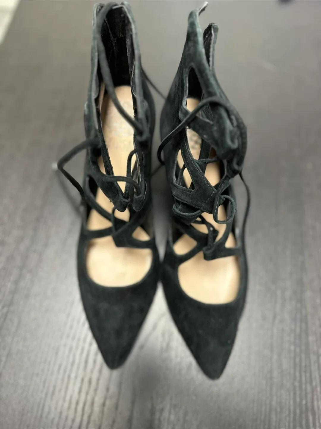 Vince Camuto Black Suede Heels - Size 8M thumbnail