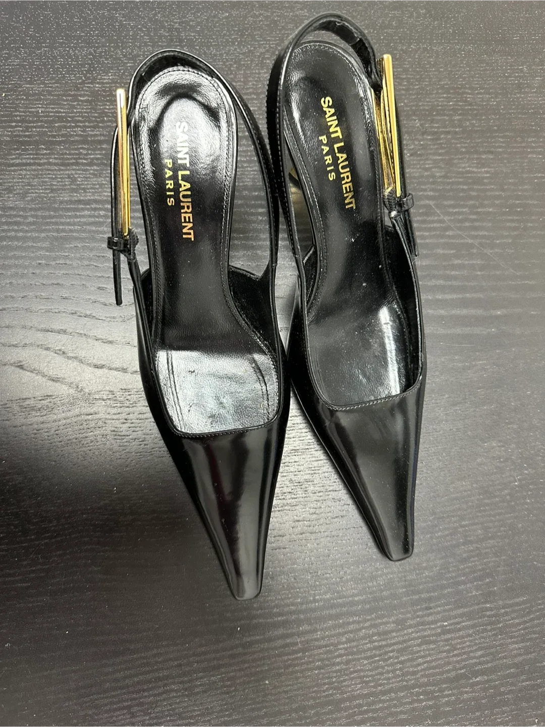 Saint Laurent Black Slingback Heels - Size 36 thumbnail