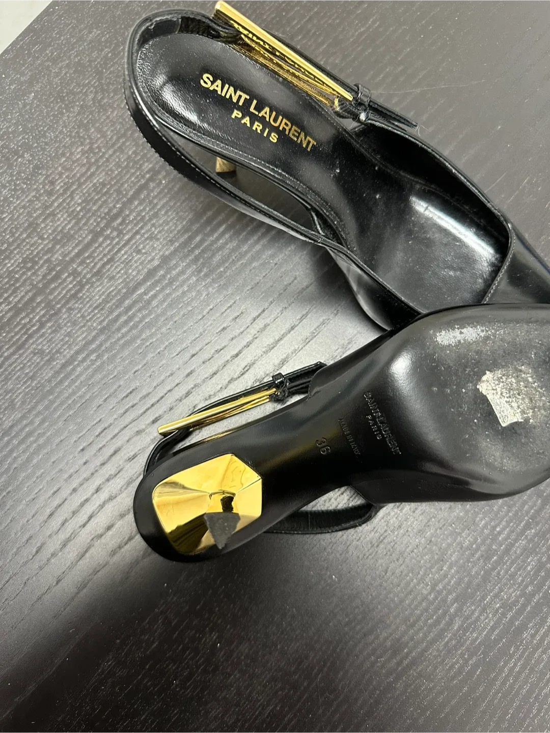 Saint Laurent Black Slingback Heels - Size 36 image indicator(2)