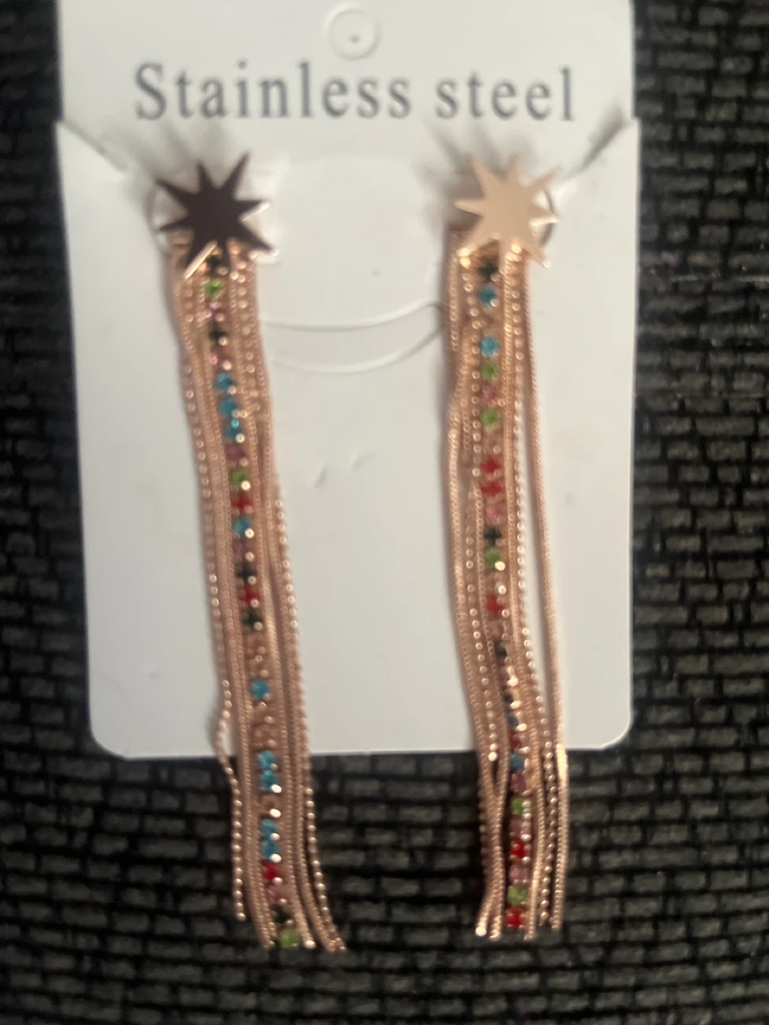 Stainless Steel Star Tassel Earrings