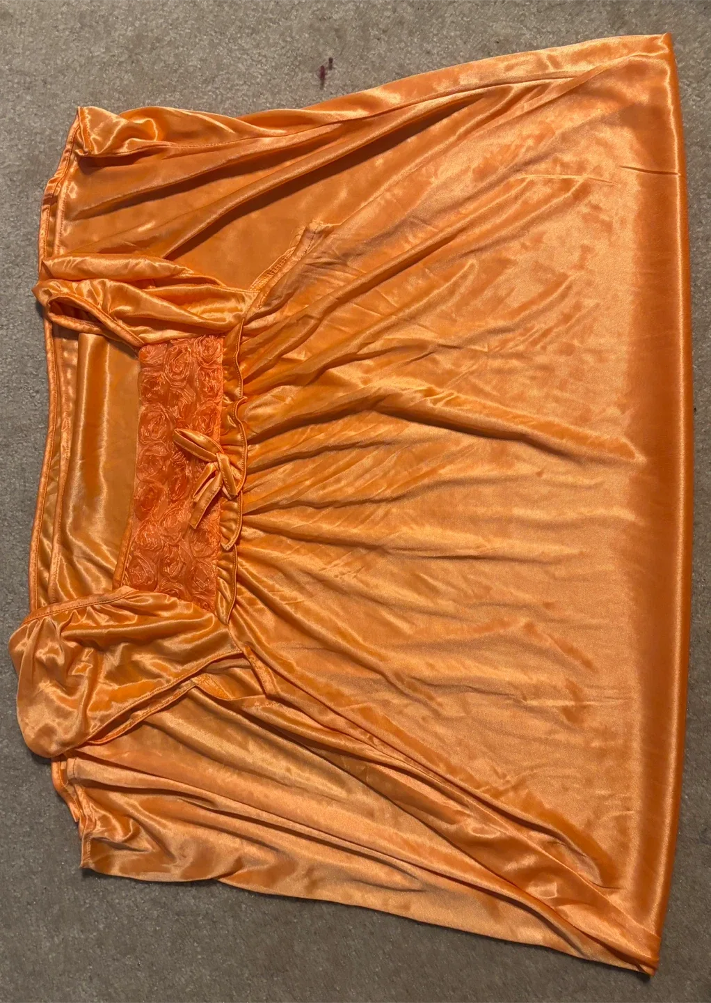 Beautiful Orange Satin Nightgown with lace top image indicator(3)