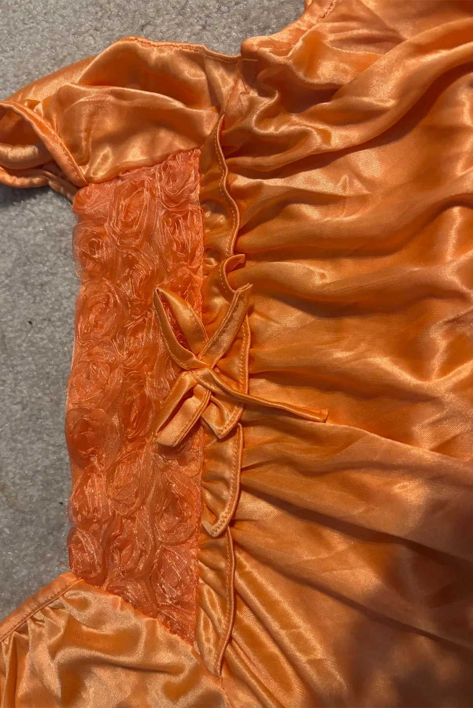 Beautiful Orange Satin Nightgown with lace top image indicator(2)