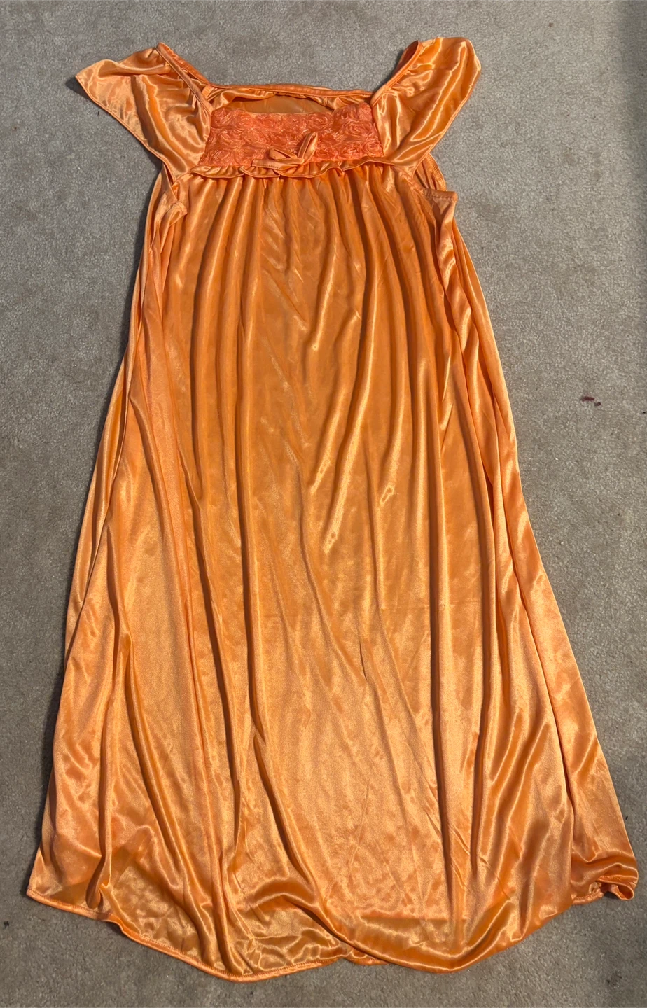 Beautiful Orange Satin Nightgown with lace top