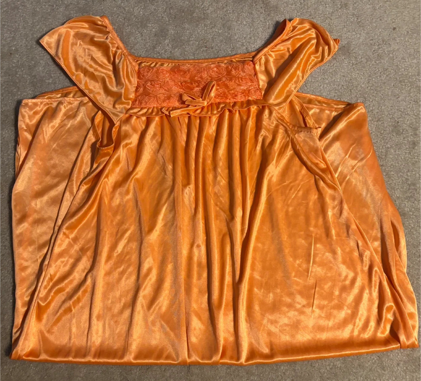 Beautiful Orange Satin Nightgown with lace top image indicator(4)
