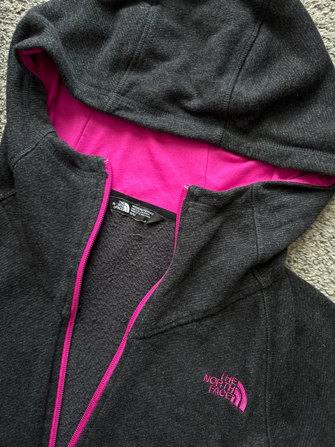 The North Face Full Zip Hoodie - Grey & Pink image indicator(4)