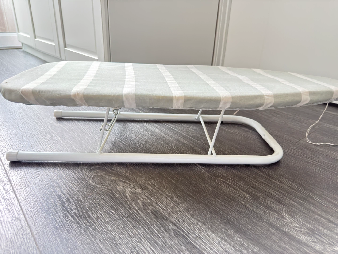 Tabletop Ironing Board - White Frame, Striped Cover
