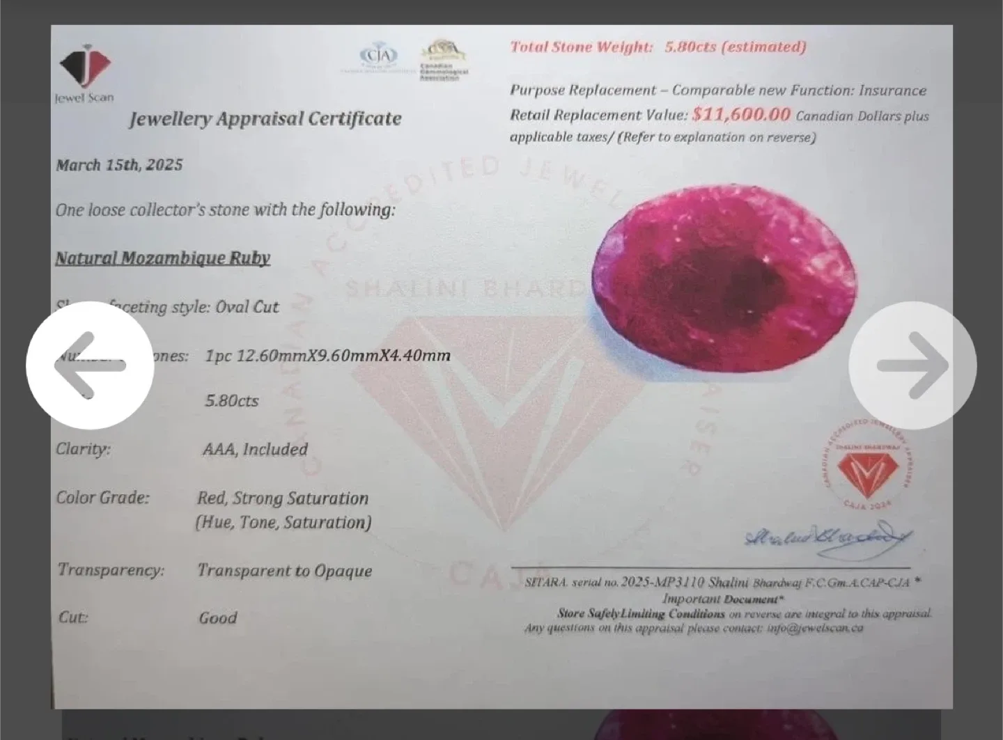 Natural Mozambique Ruby 5.80cts