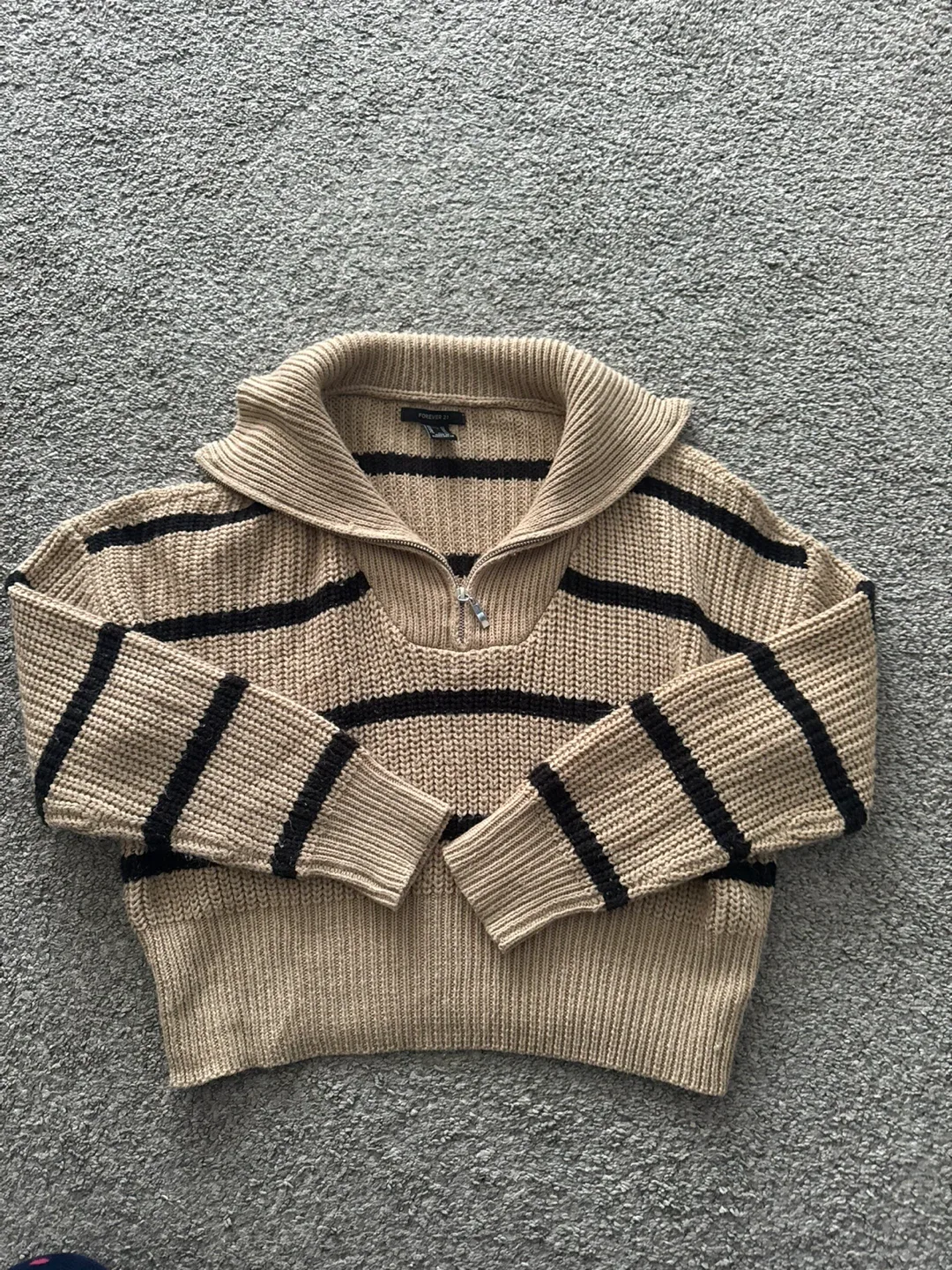 Forever 21 Striped Half-Zip Sweater thumbnail