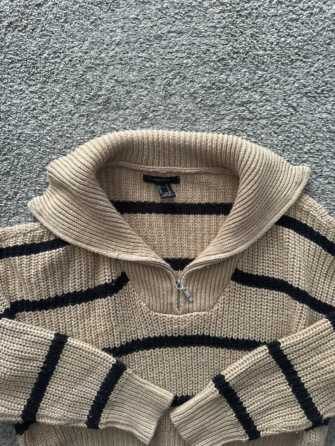 Forever 21 Striped Half-Zip Sweater image indicator(3)