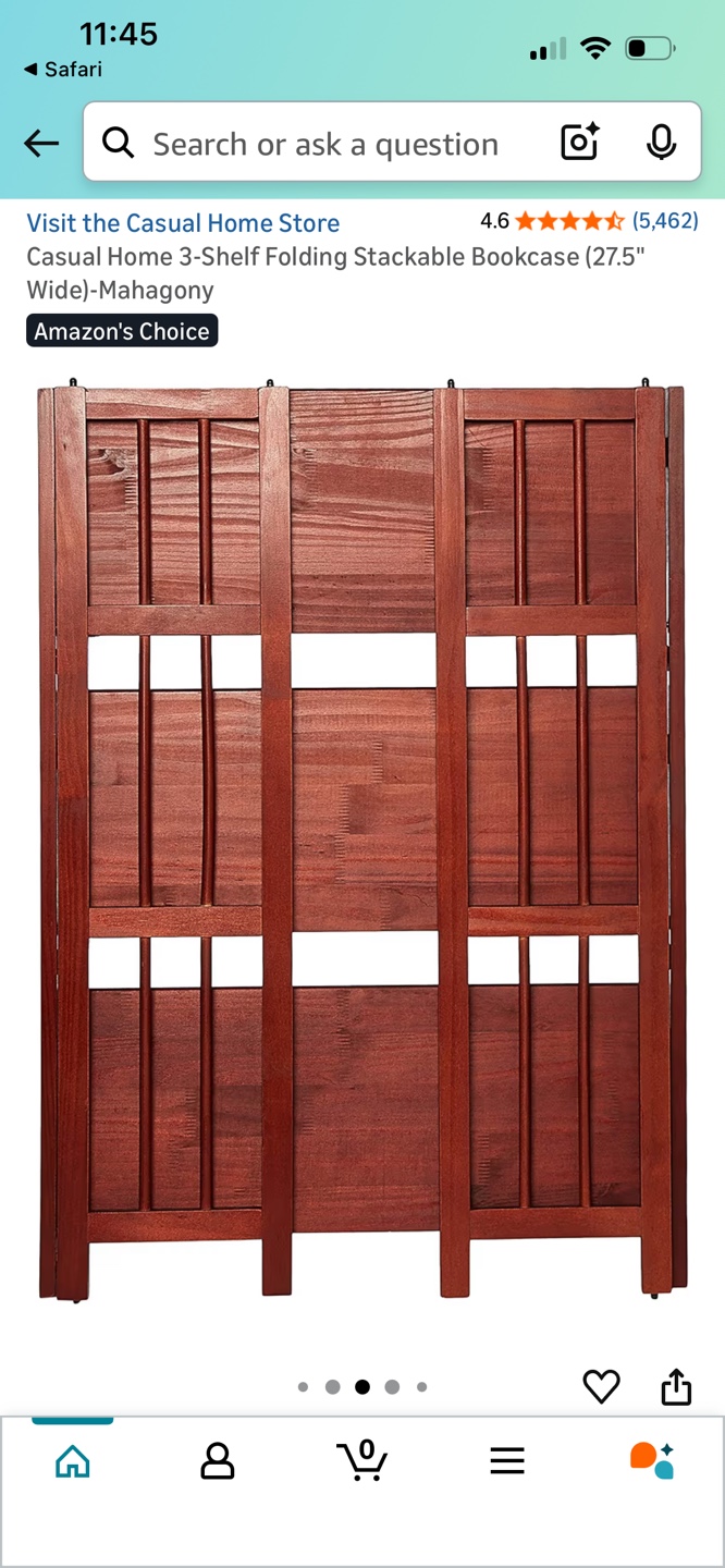 Casual Home 3-Shelf Folding Stackable Bookcase - Mahogany - photo 5