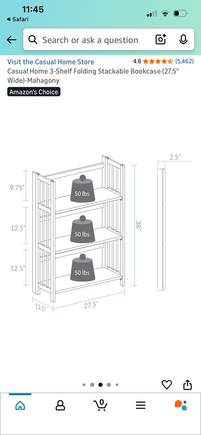 Casual Home 3-Shelf Folding Stackable Bookcase - Mahogany - photo 4