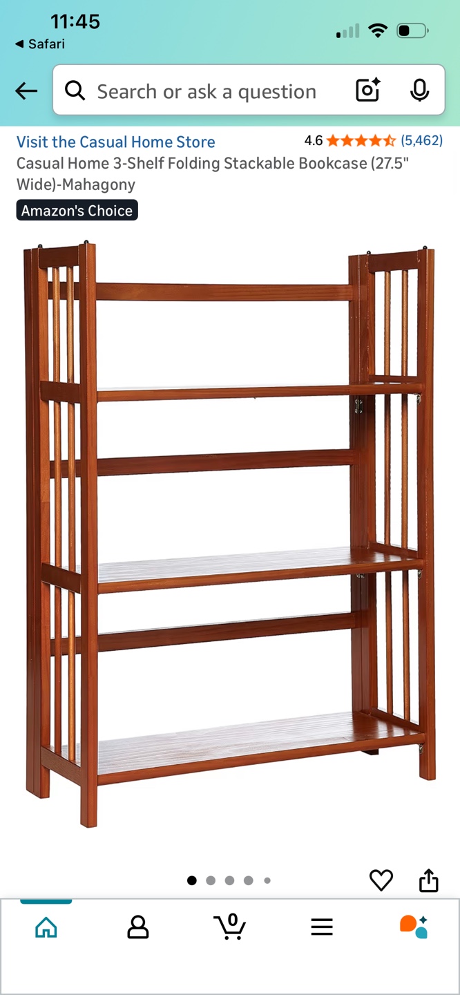 Casual Home 3-Shelf Folding Stackable Bookcase - Mahogany - photo 2
