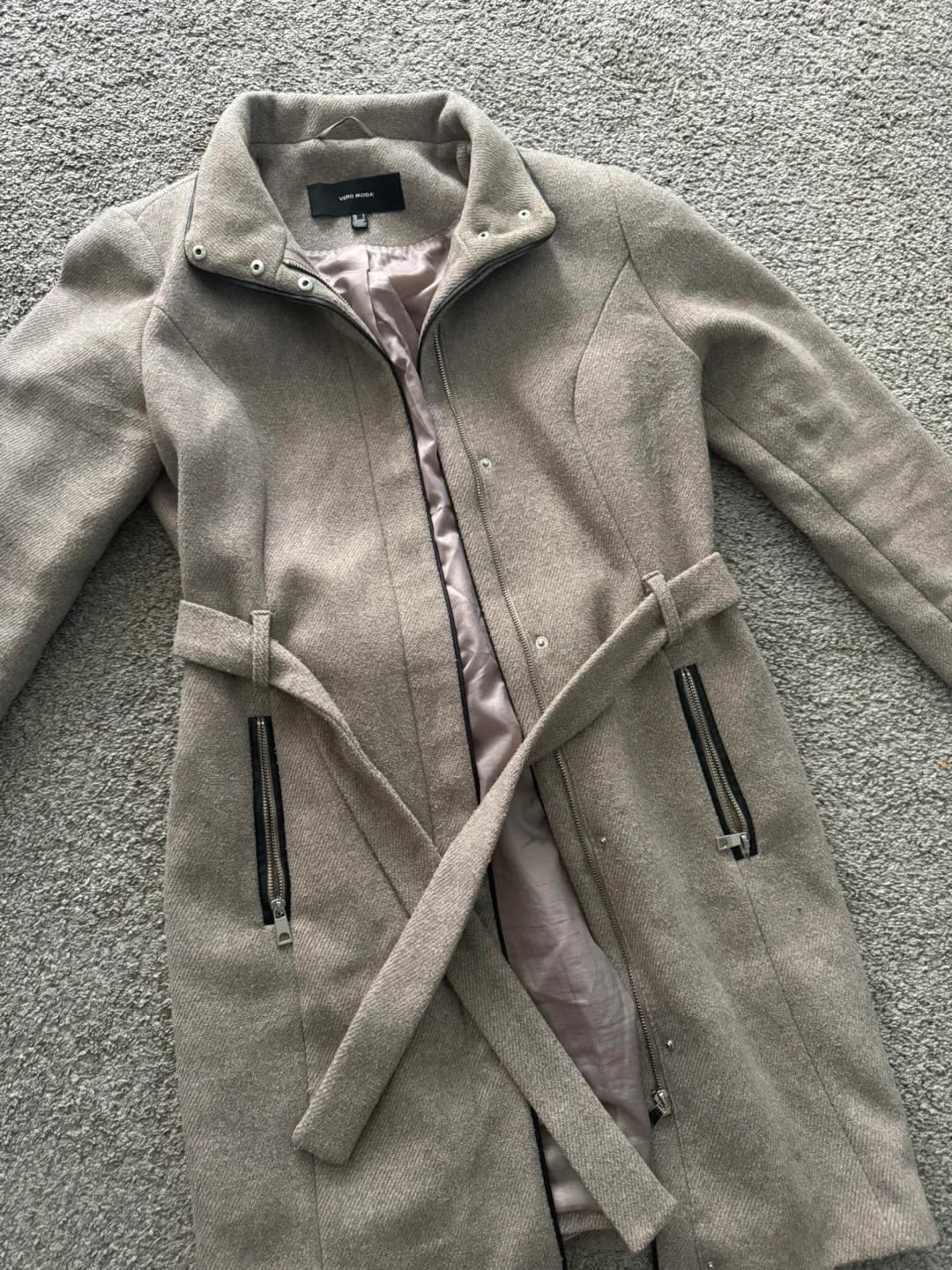 VERO MODA Wool Blend Belted Trench Coat - Size S image indicator(2)