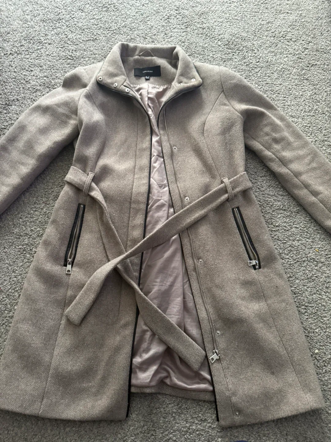 VERO MODA Wool Blend Belted Trench Coat - Size S image indicator(4)