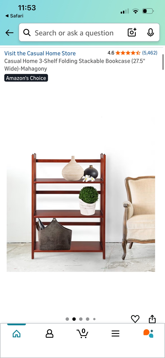 Casual Home 3-Shelf Folding Stackable Bookcase - Mahogany - photo 3