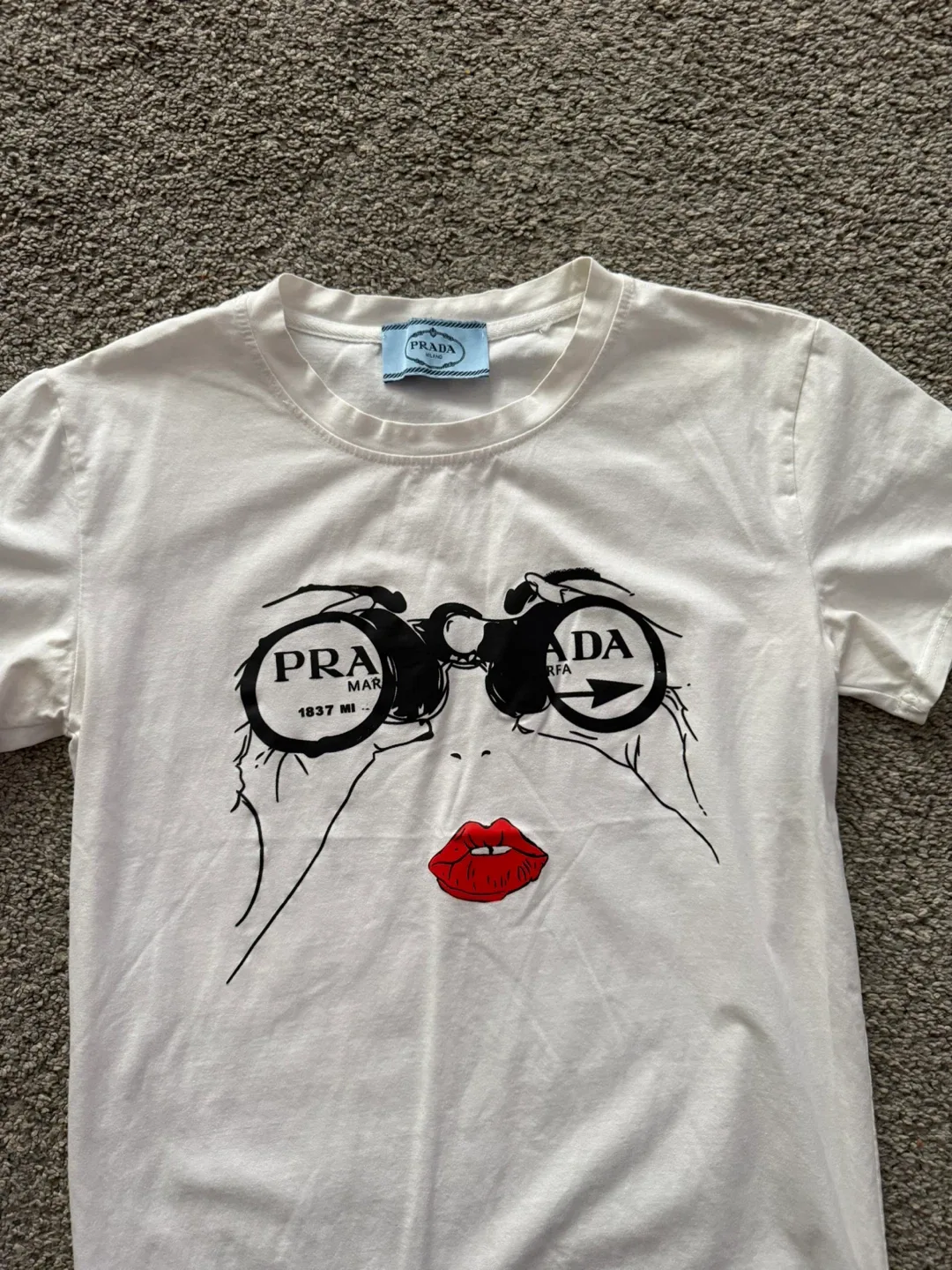 Prada White Graphic Print T-Shirt image indicator(2)