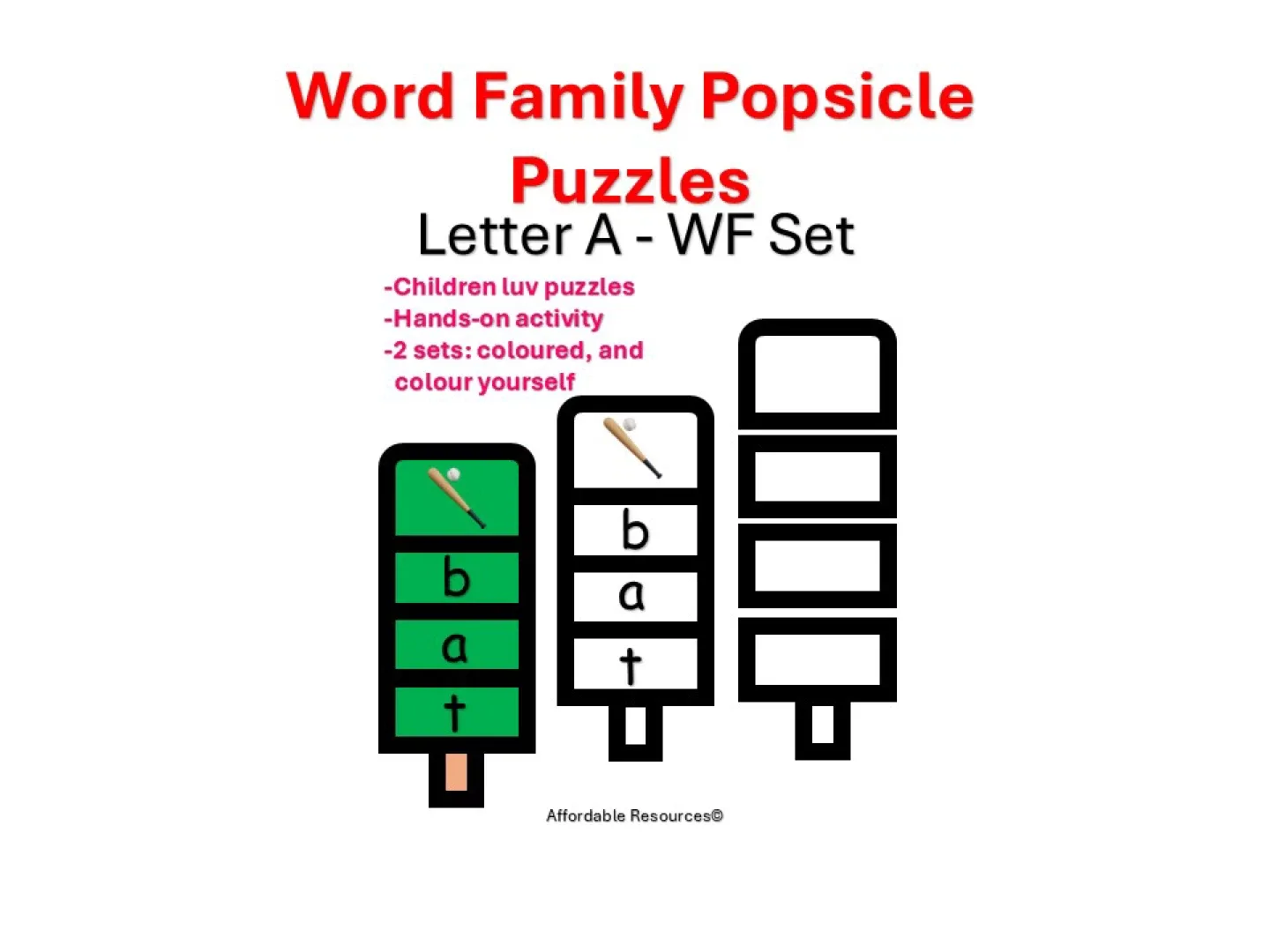 Popsicle Puzzles - Letter A Word Family thumbnail
