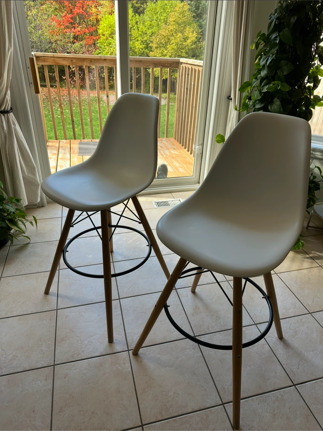 Modern White Bar Stools - Set of 2