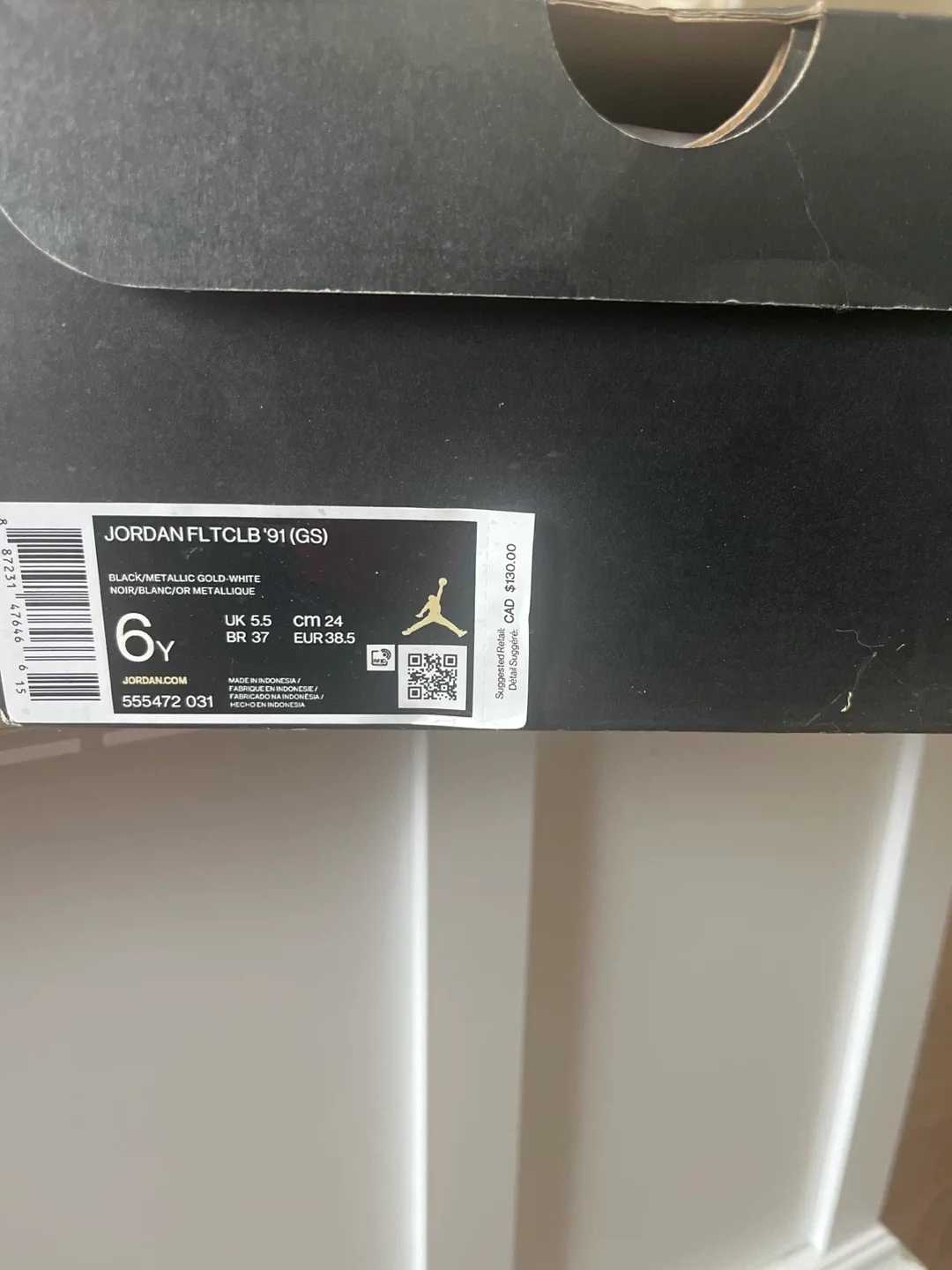 Jordan FLTCLB '91 (PS) Black/Gold Size 12C image indicator(4)