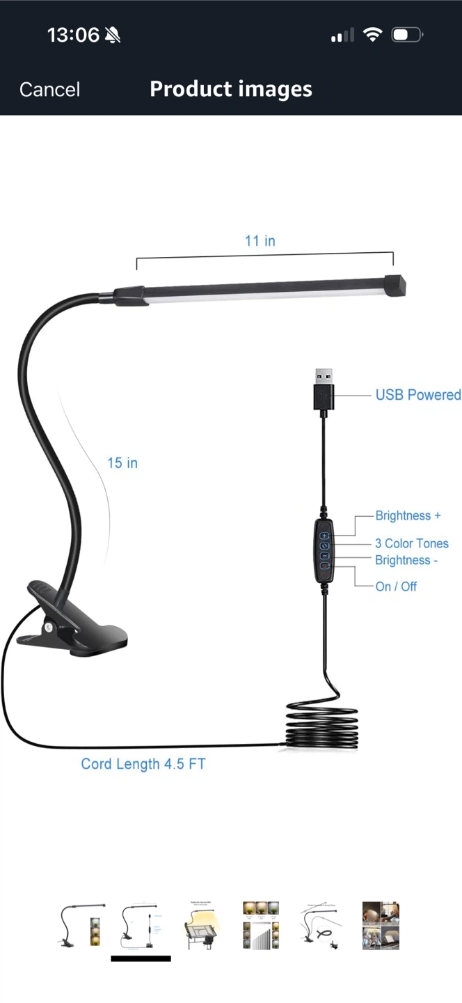 (2) LED Clip On Desk Lamps