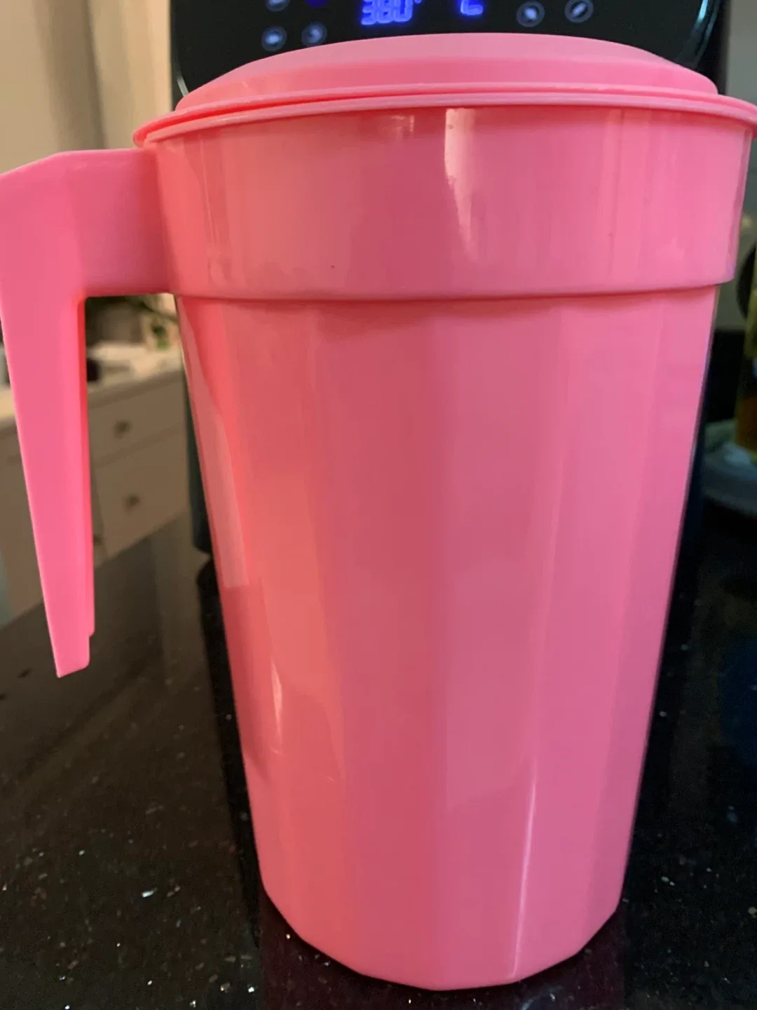 Pink Plastic Pitcher with Lid thumbnail